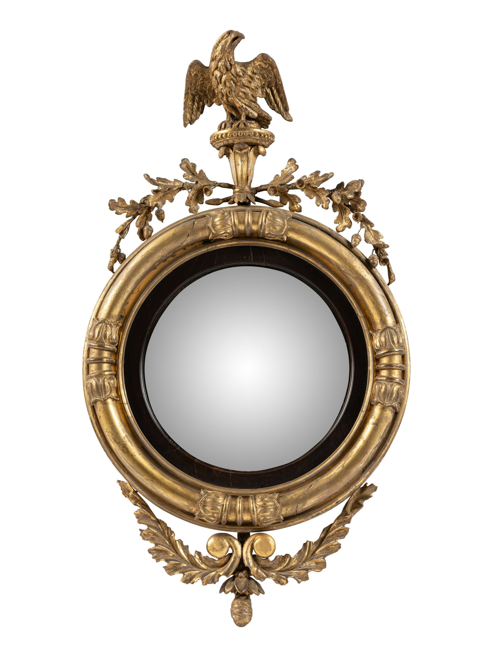 A Federal Style Giltwood Mirror: A Federal Style Giltwood Mirror Massachusetts, Circa 1815 Height 31 1/4 x width 18 inches. Property from an Estate, Urbana, Illinois Provenance: W.M. Schwind Jr., Art & Antiques, Yarmouth, Main
