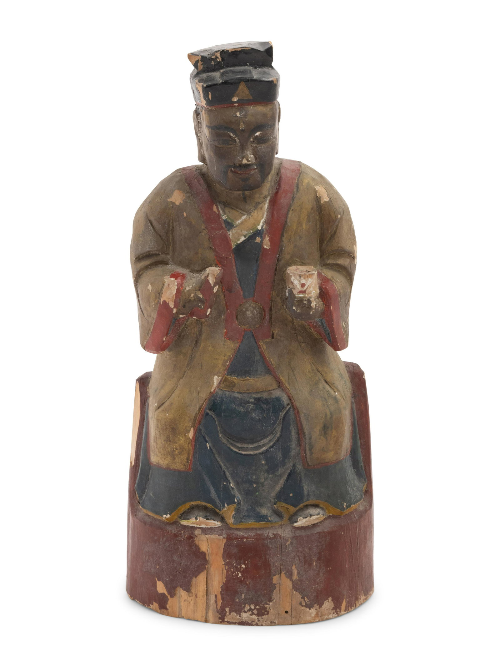 A Chinese Carved Polychrome Decorated Figure (1 of 4)