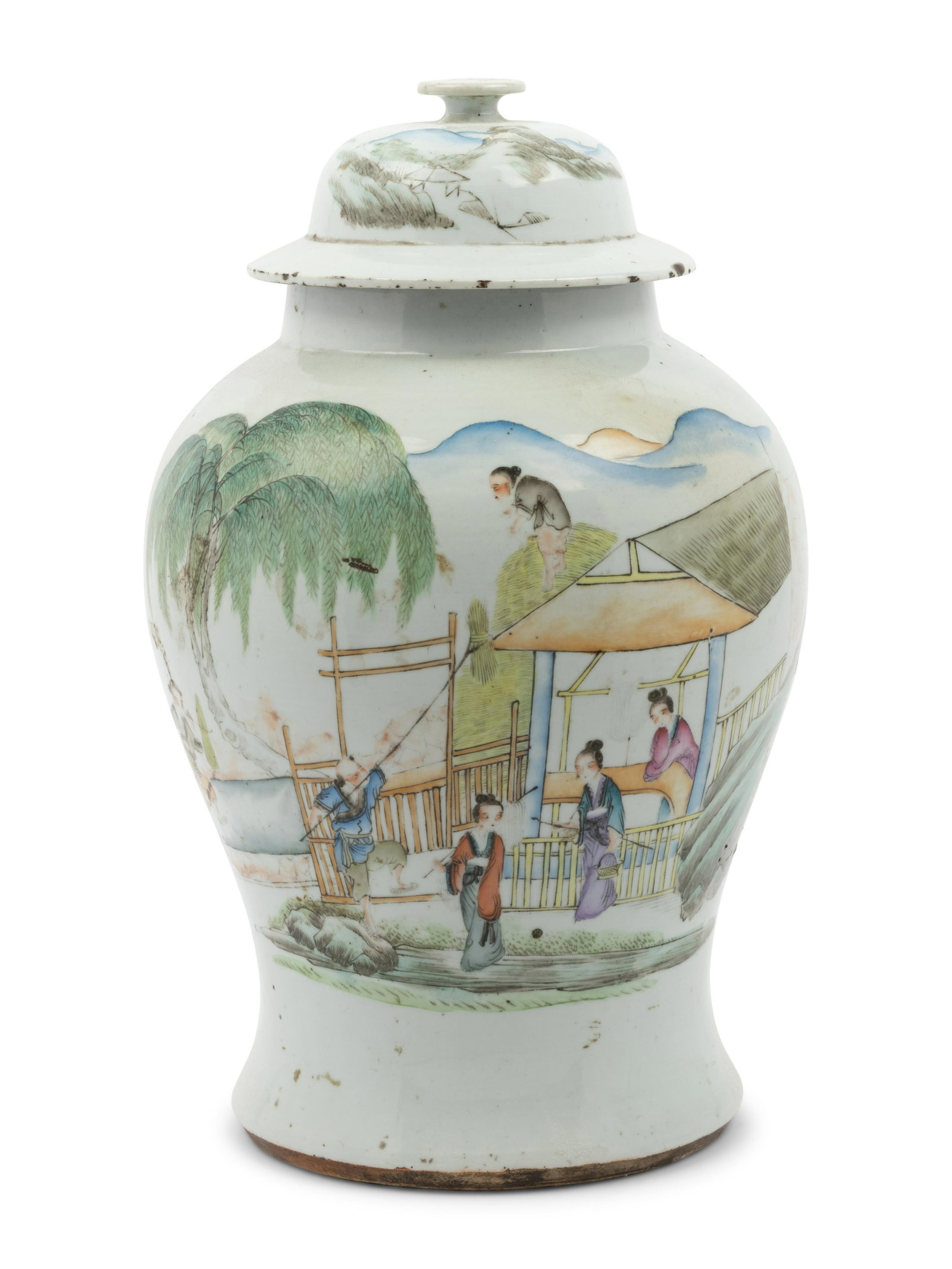 A Chinese Polychrome Decorated Porcelain Lidded Jar   (1 of 5)