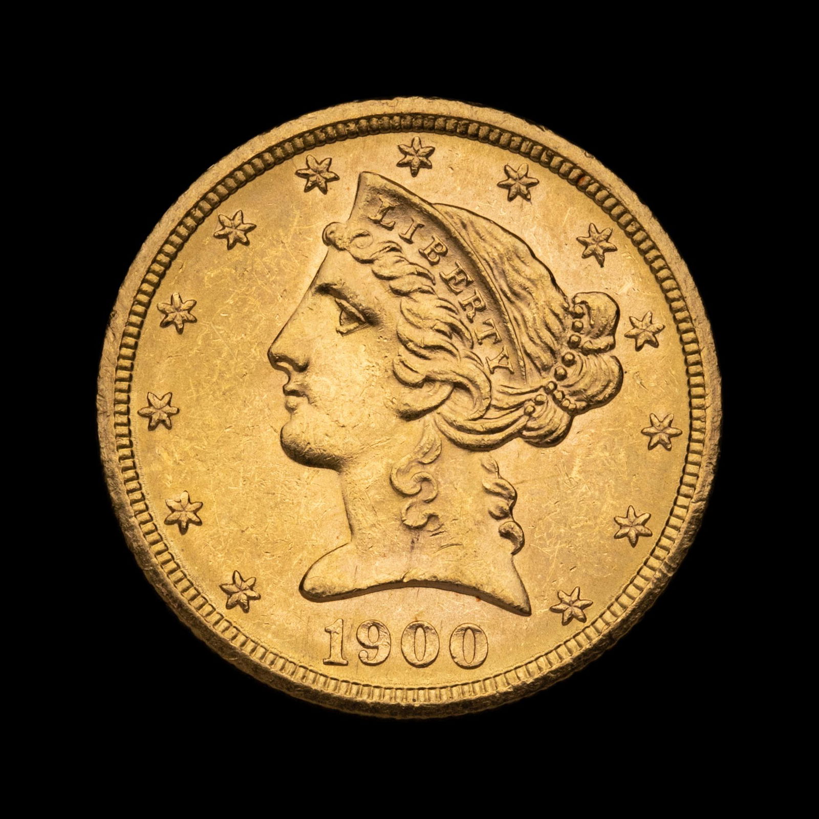 A 1900 Liberty Head $5 Gold Coin (1 of 2)
