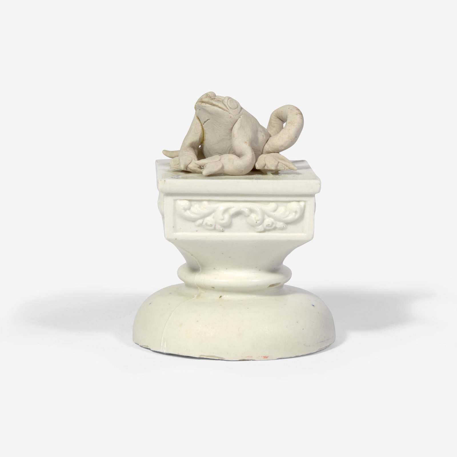 David Gilhooly (American, 1943-2013) Frog on a Pedestal, USA, 1979: David Gilhooly (American, 1943-2013) Frog on a Pedestal, USA, 1979 Molded and hand-formed porcelain sculptureSigned and dated: "Gilhooly 1979" (H: 4