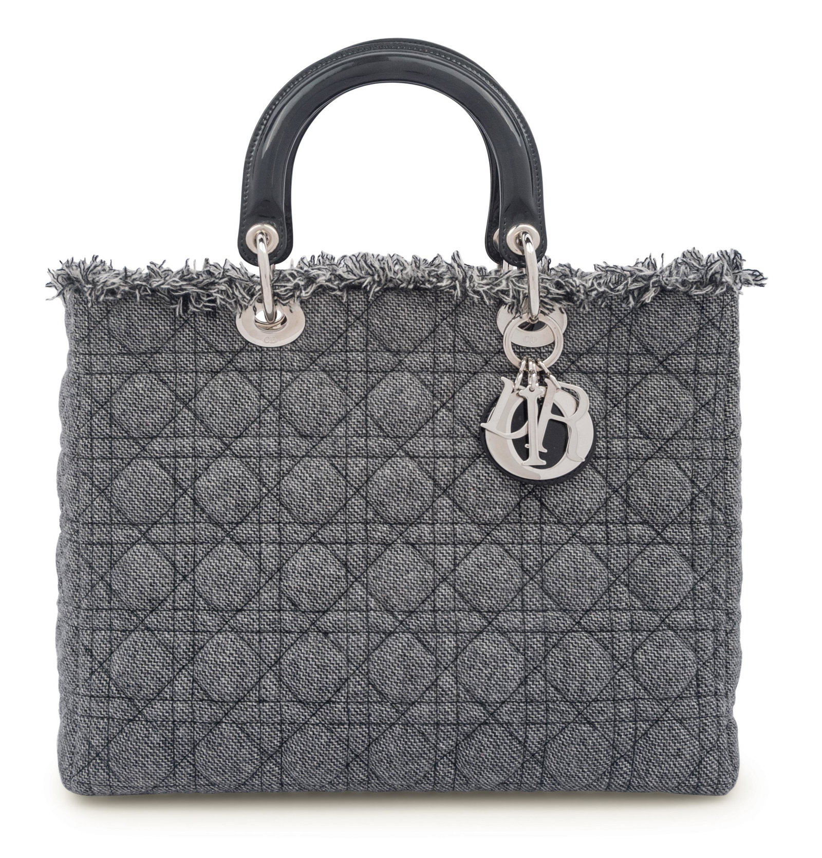 Christian Dior Gray Wool Cannage Medium Lady Dior Bag, 2011   (1 of 7)