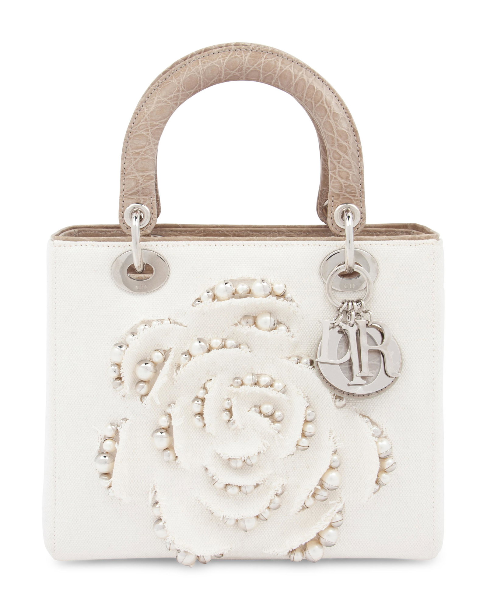 Christian Dior White Canvas Small Lady Dior Bag 2013 (1 of 6)
