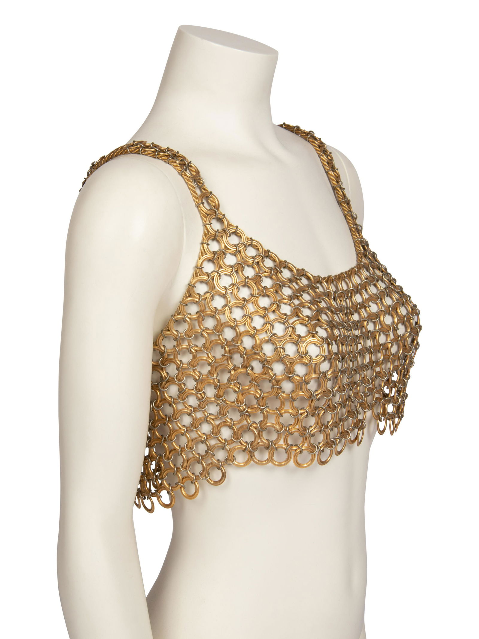 Paco Rabanne frill-neck sequined top - Silver