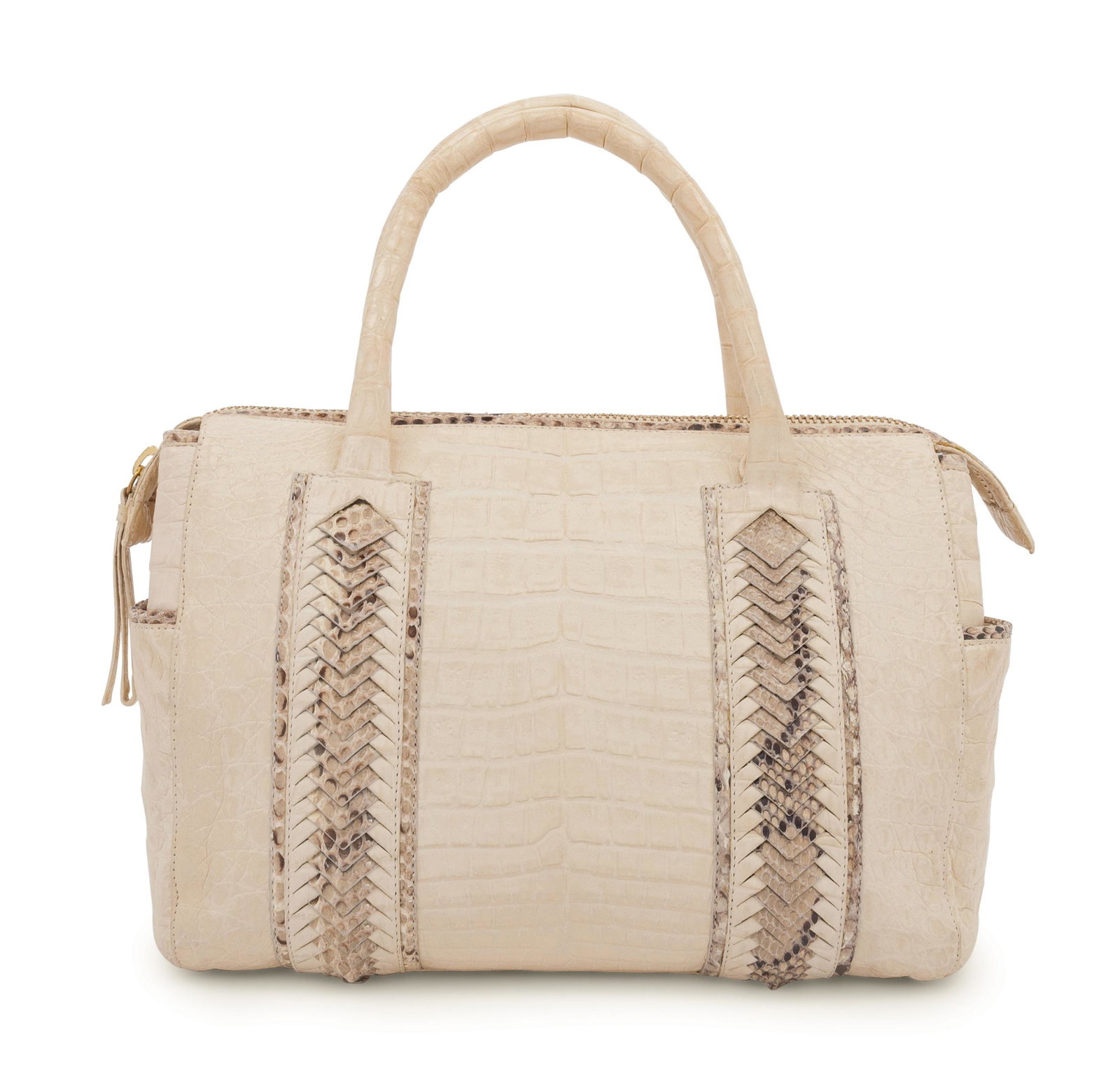 Nancy Gonzalez Cream Alligator and Snakeskin Bag, 2000s   (1 of 6)