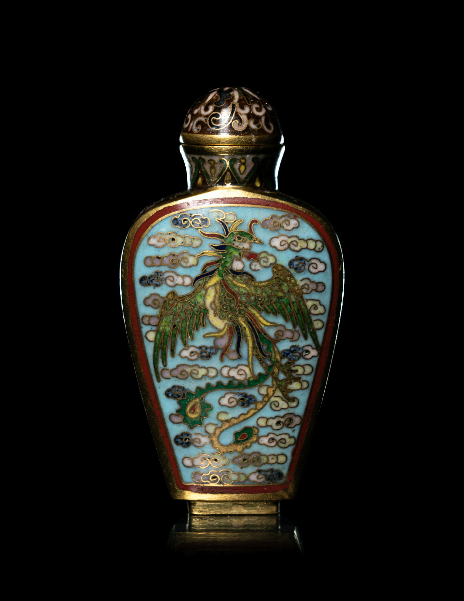 A Chinese Cloisonné Enamel 'Dragon and Phoenix' Snuff Bottle (1 of 4)