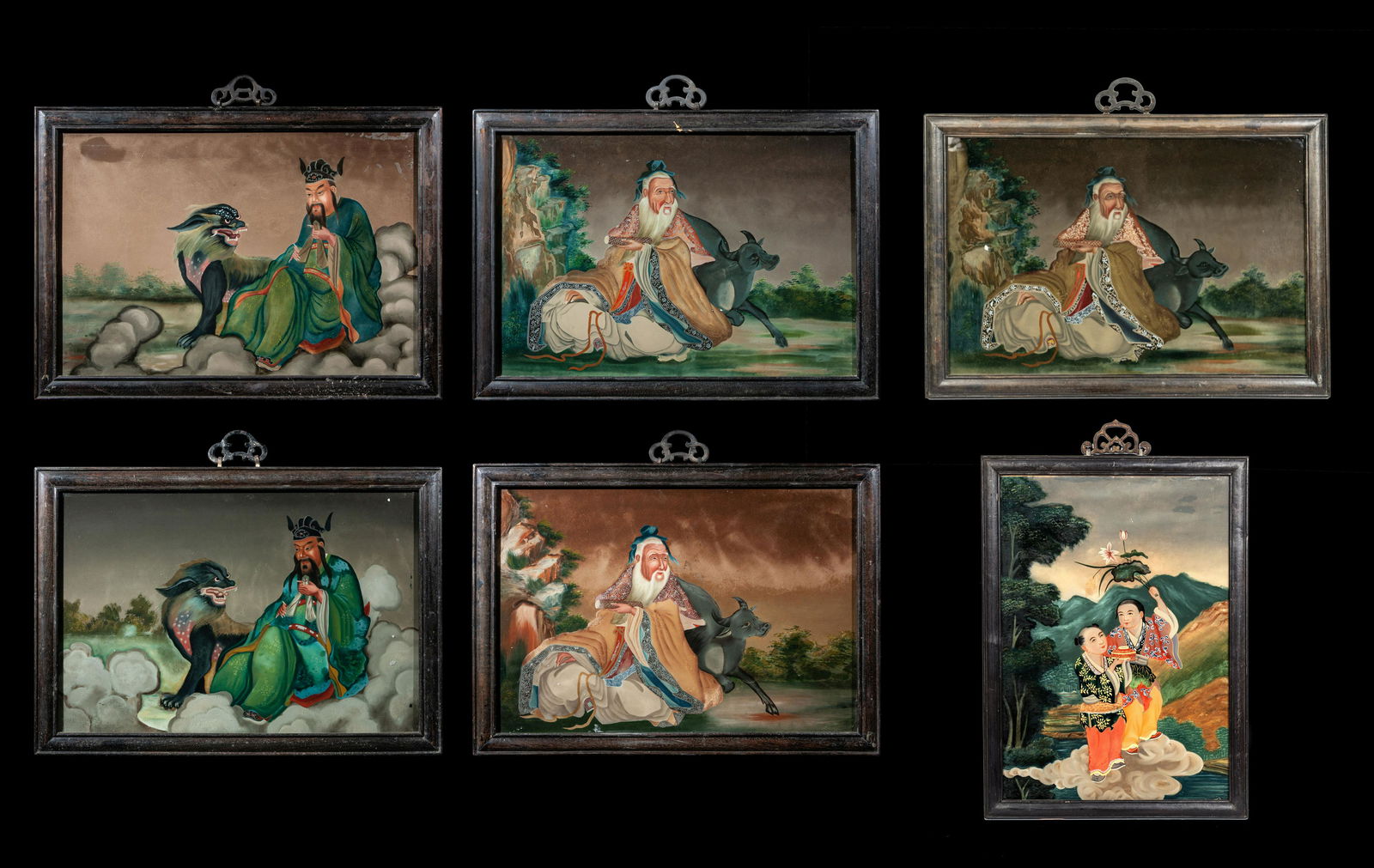 Six Chinese Reverse Glass Paintings (1 of 7)