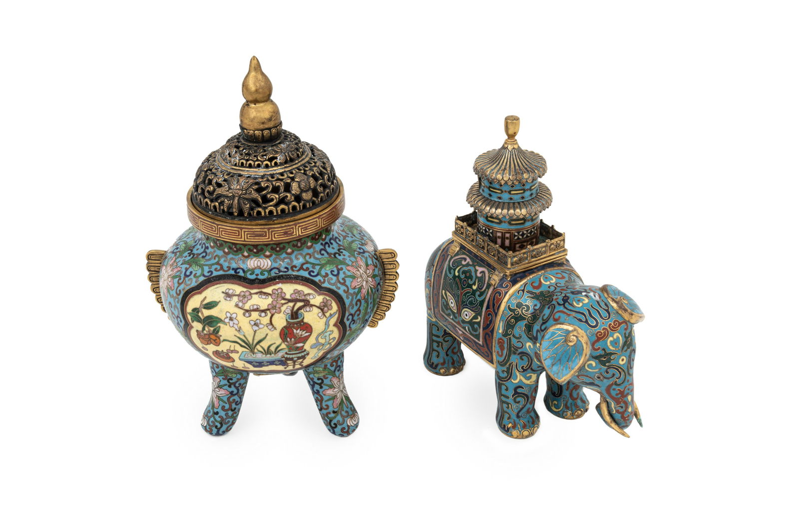 Two Chinese Cloisonné Enamel Incense Burners (1 of 3)