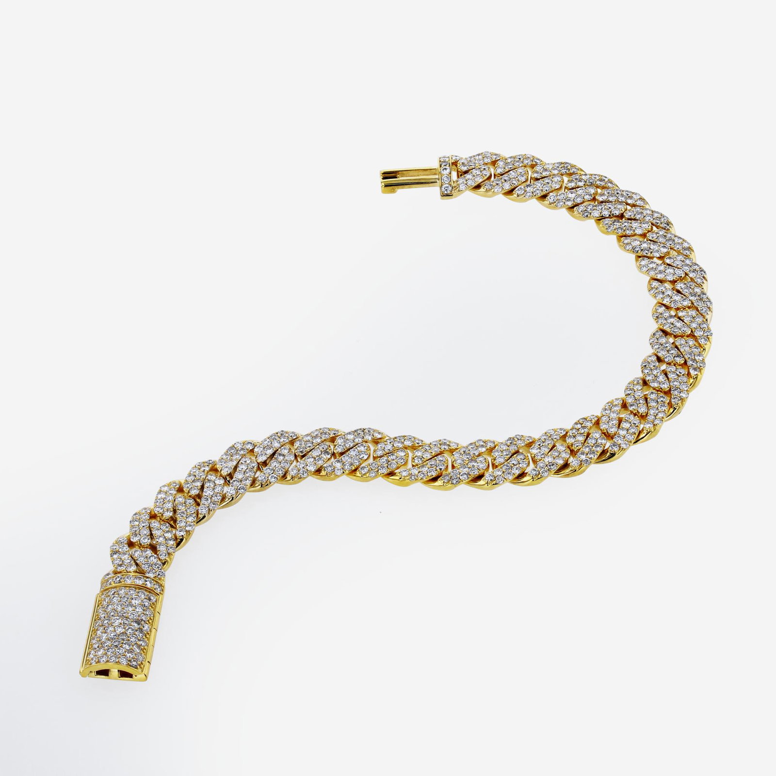 A Diamond and 14K Yellow Gold Cuban Link Bracelet (1 of 3)