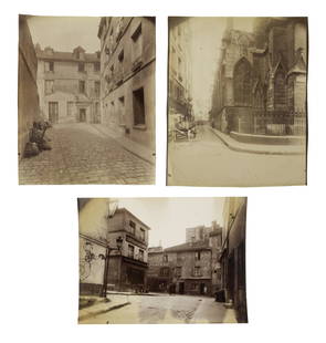 Eugene Atget (French, 1857-1927) A group of three photographs (Cour, rue Saint-Jacques 346, disparu,: Eugene Atget (French, 1857-1927) A group of three photographs (Cour, rue Saint-Jacques 346, disparu, 5e arrondissement, 1900; Saint-Severin - rue Saint Severin, 1905-1906; Coin, rue Norvins et des