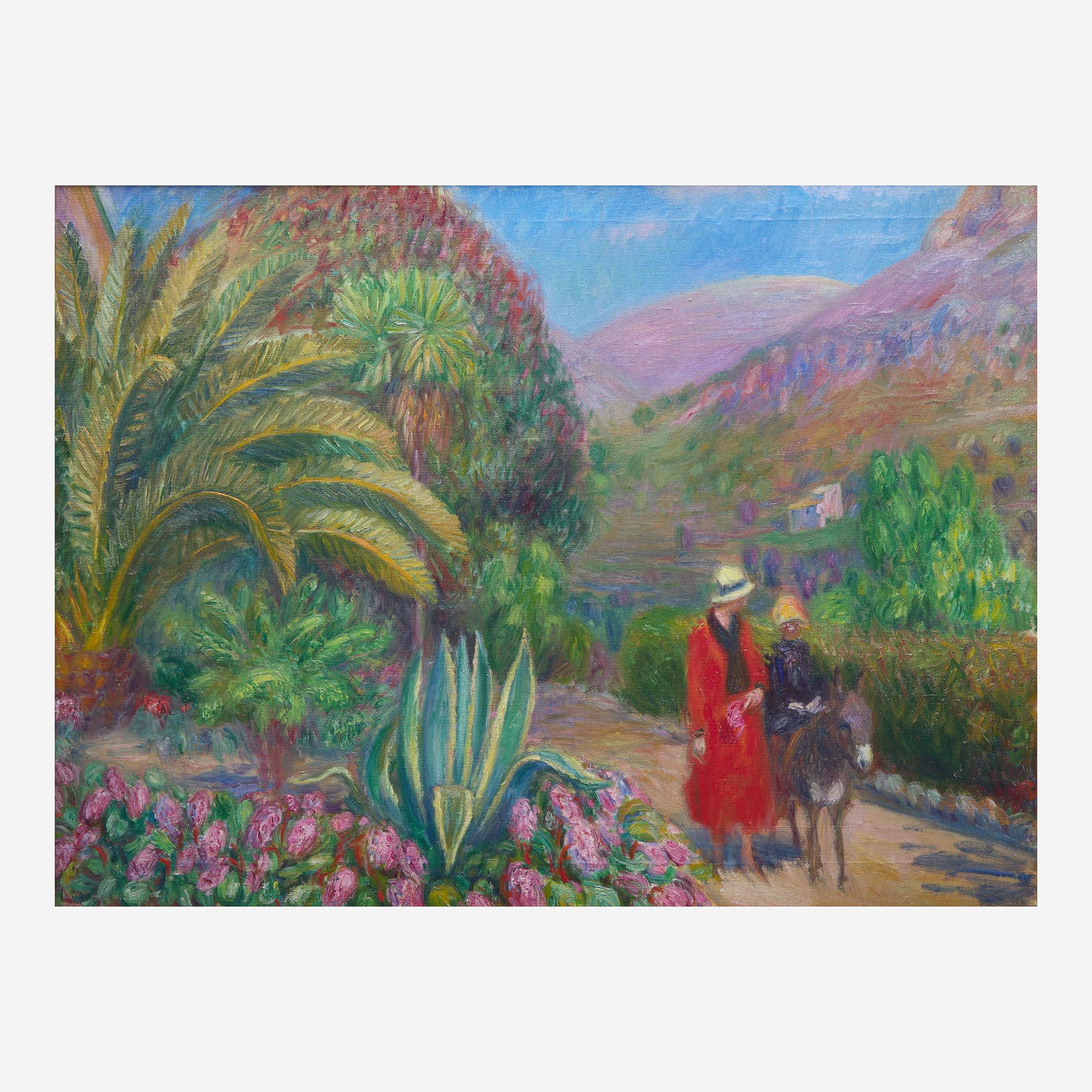 William Glackens (American, 1870-1938) Afternoon in Provence (Woman and Child on Donkey): William Glackens (American, 1870-1938) Afternoon in Provence (Woman and Child on Donkey) Oil on canvas23 x 31 in. (58.4 x 78.7cm)Executed circa late 1920s.