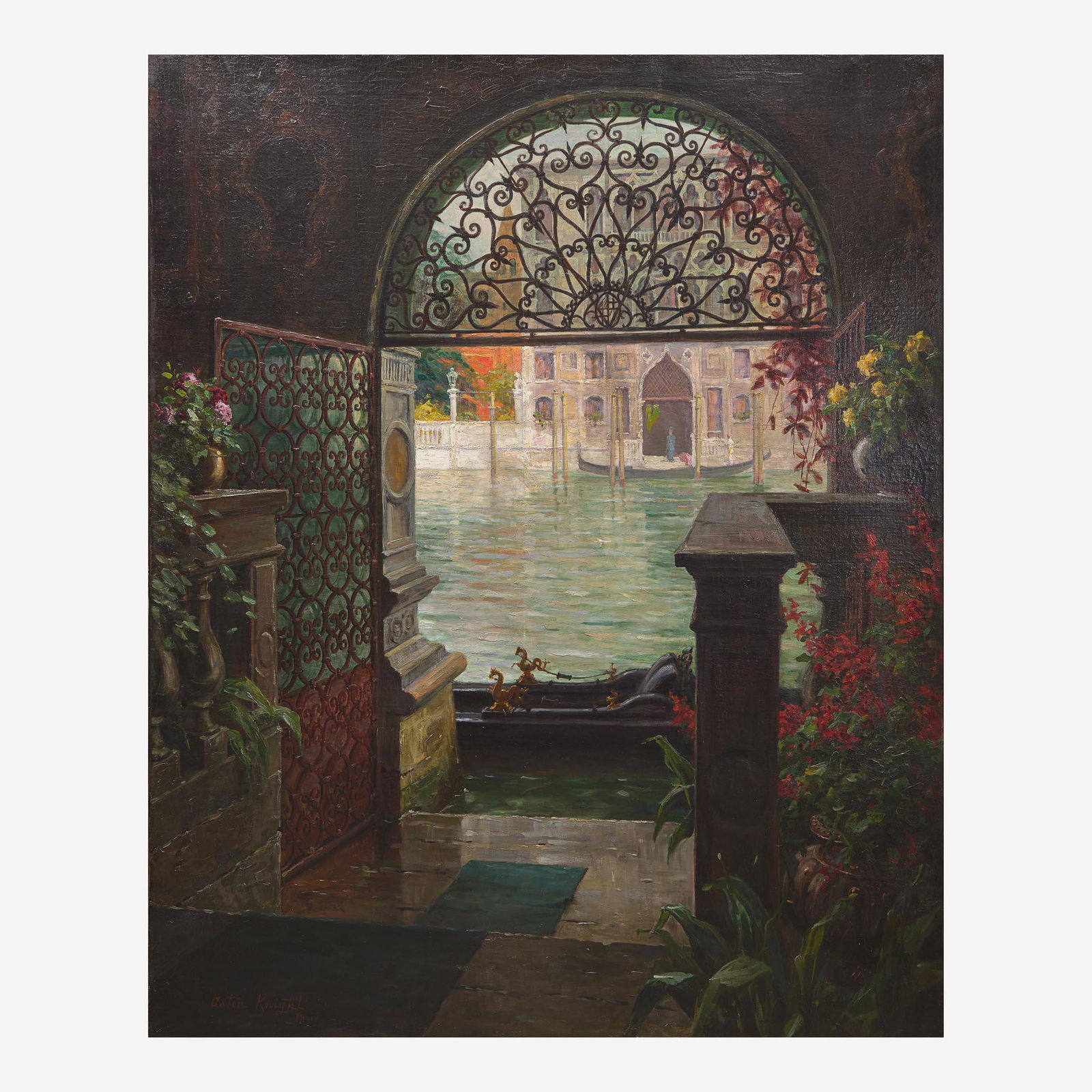 Louis Aston Knight (American, 1873-1948) Canal View Through Gate (1 of 2)