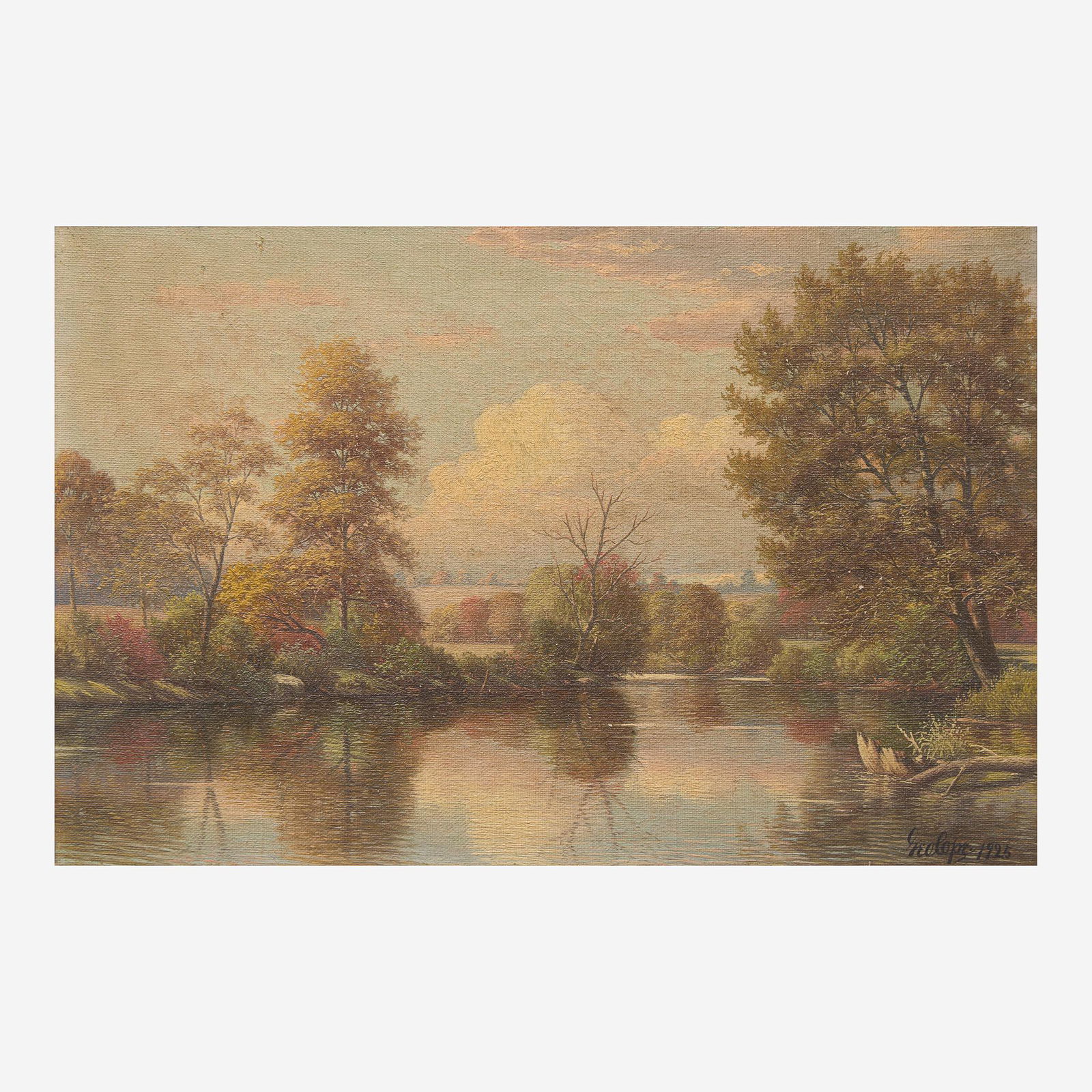 George Cope (American, 1855-1929) Brandywine River Landscape: George Cope (American, 1855-1929) Brandywine River Landscape Signed and dated 'Geo.Cope1925' bottom right, oil on canvas7 1/2 x 11 1/2 in. (19 x 27.9cm) Provenance Collection of Philip D. Jamison, Jr