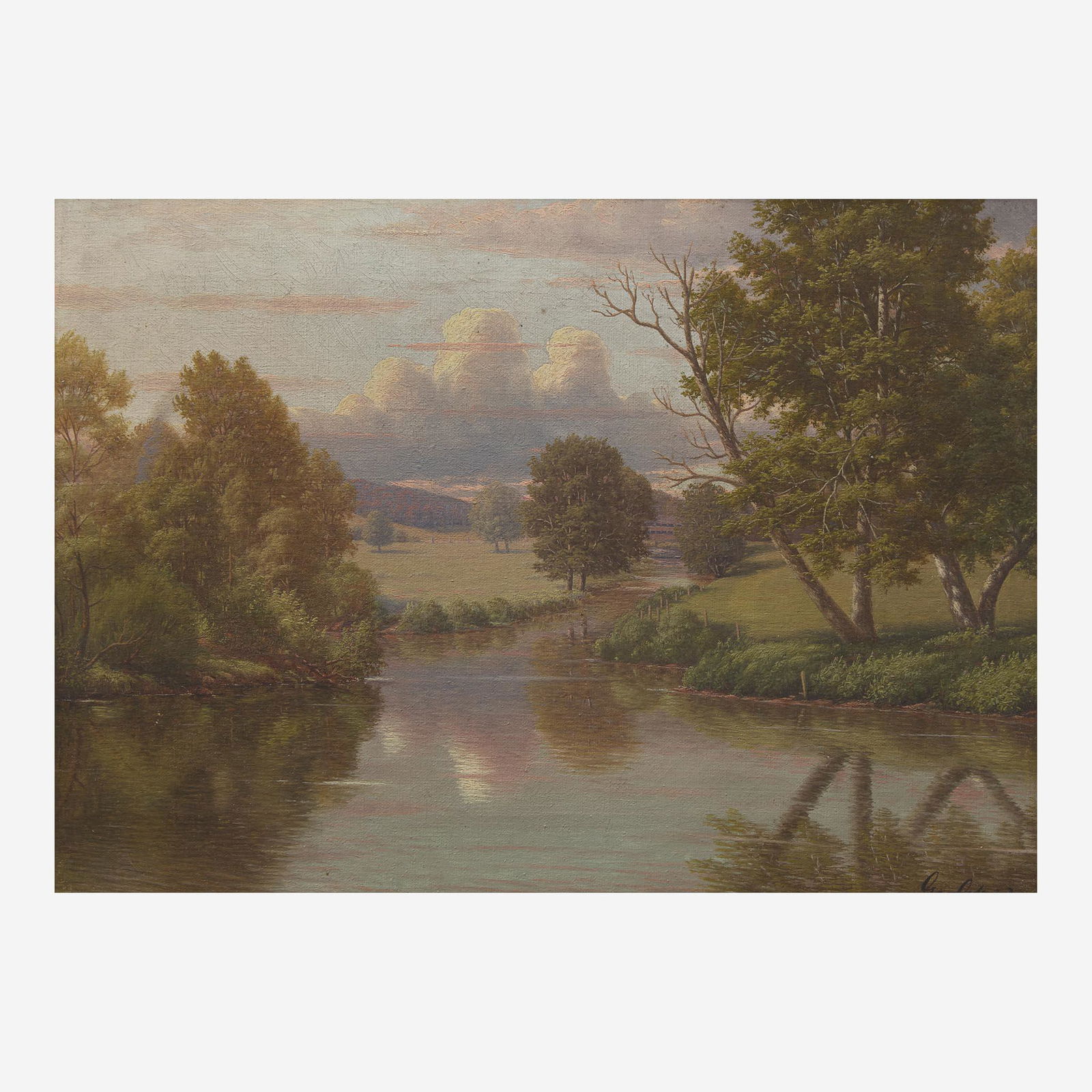 George Cope (American, 1855-1929) Fork of the Brandywine: George Cope (American, 1855-1929) Fork of the Brandywine Signed and dated 'Geo.Cope'22' lower right, also located and initialed on stretcher verso, oil on canvas10 1/4 x 14 in. (26 x 35.6cm) Provenan