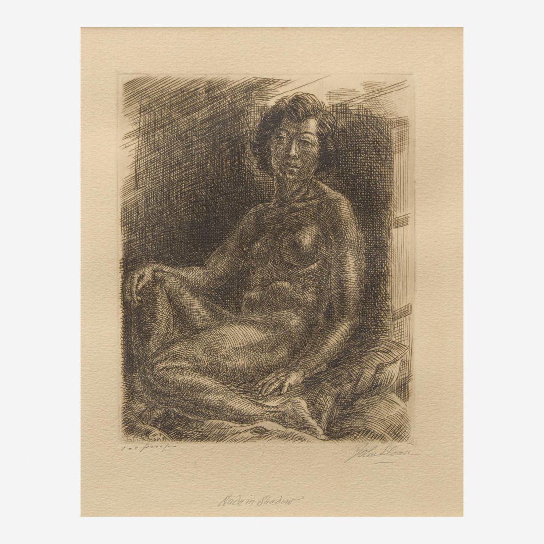 John French Sloan (American, 1871-1951) A Collection of Etchings: John French Sloan (American, 1871-1951) A Collection of Etchings 1) Nude in Shadow1931, edition of 100, pencil signed bottom right, signed and dated bottom left in plate, with wide margins. Copper ste