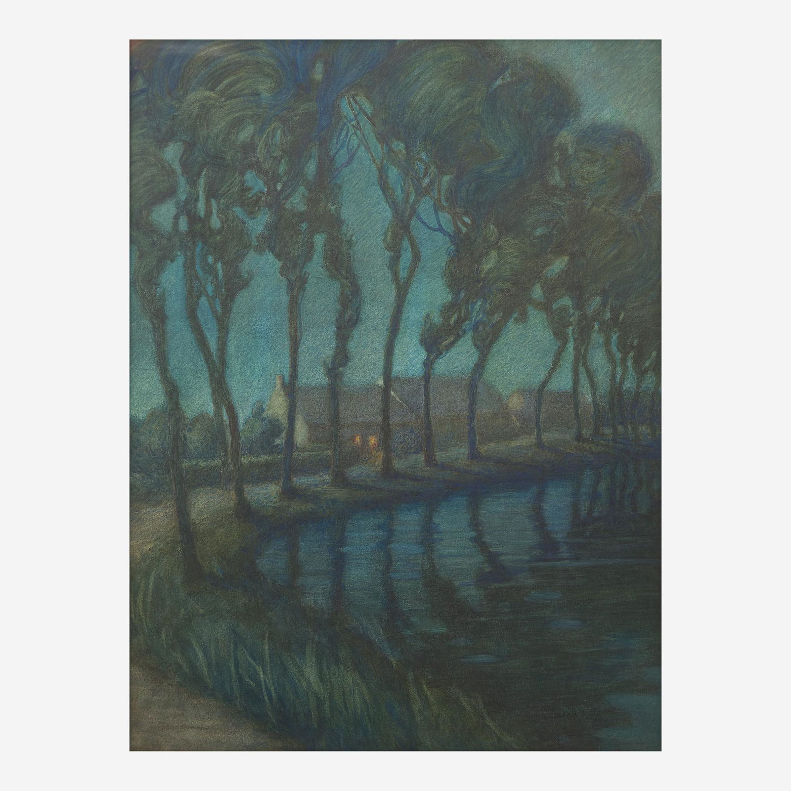 Blanche Dillaye (American, 1851-1931) Moonlight Scene: Blanche Dillaye (American, 1851-1931) Moonlight Scene Signed 'Blanche Dillaye' bottom right, watercolor on paper25 1/2 x 19 1/2 in. (64.8 x 49.5cm) Pr