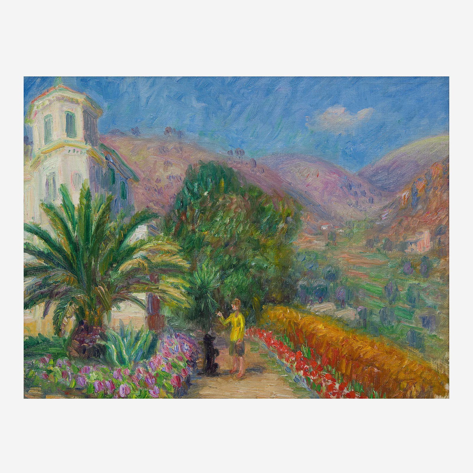 William Glackens (American, 1870–1938) Lenna and Imp at Villa Les Pivoines: William Glackens (American, 1870–1938) Lenna and Imp at Villa Les Pivoines Oil on canvas laid down to board13 1/2 x 17 3/8 in. (34.3 x 44.1cm) Provenance The Artist.The Estate of the