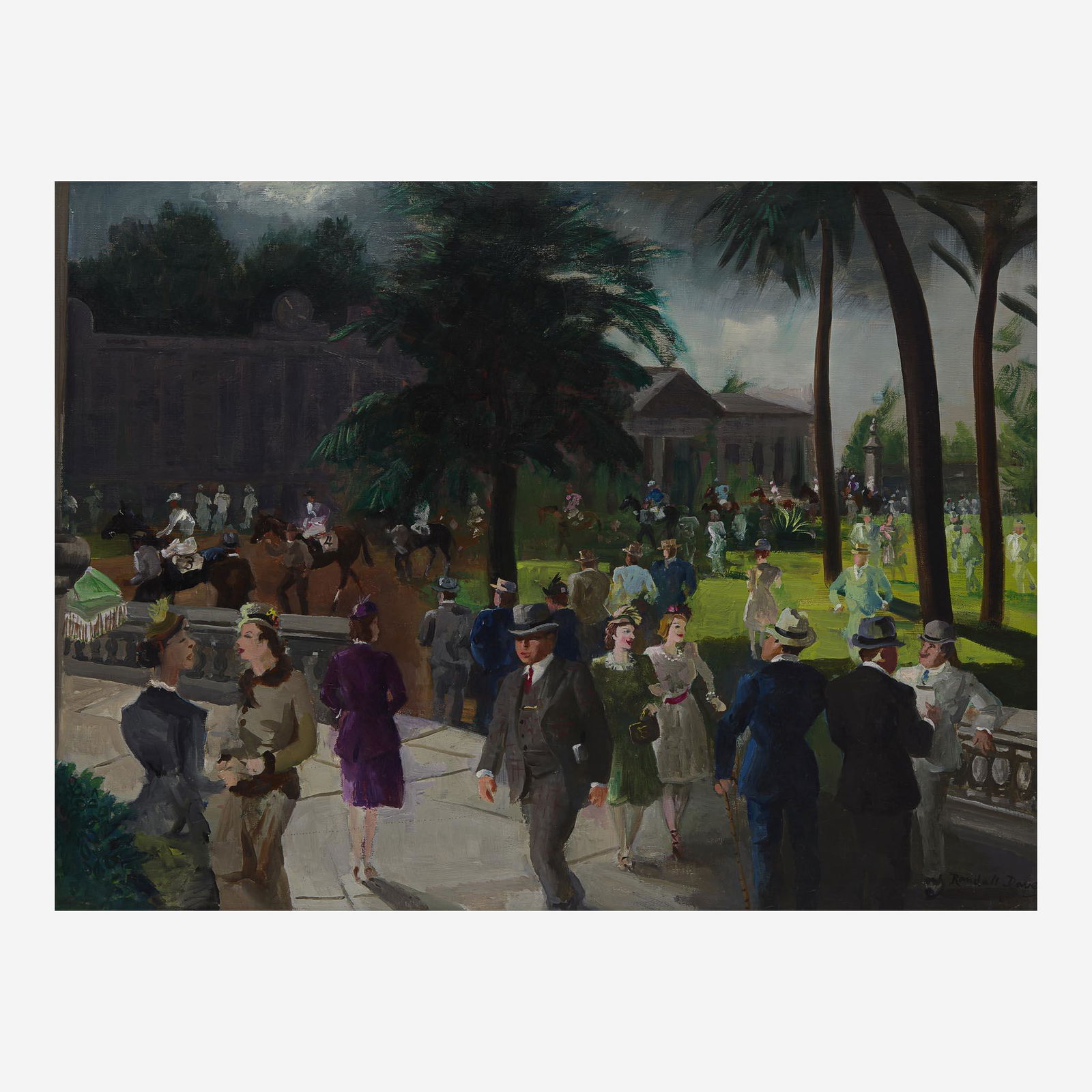 Randall Davey (American, 1887–1964) Hialeah, Going to the Post: Randall Davey (American, 1887–1964) Hialeah, Going to the Post Signed 'Randall Davey' bottom right; also titled on frame verso, oil on canvas30 1/8 x 40 1/8 in. (76.5 x 101.9cm)Executed in 1936-