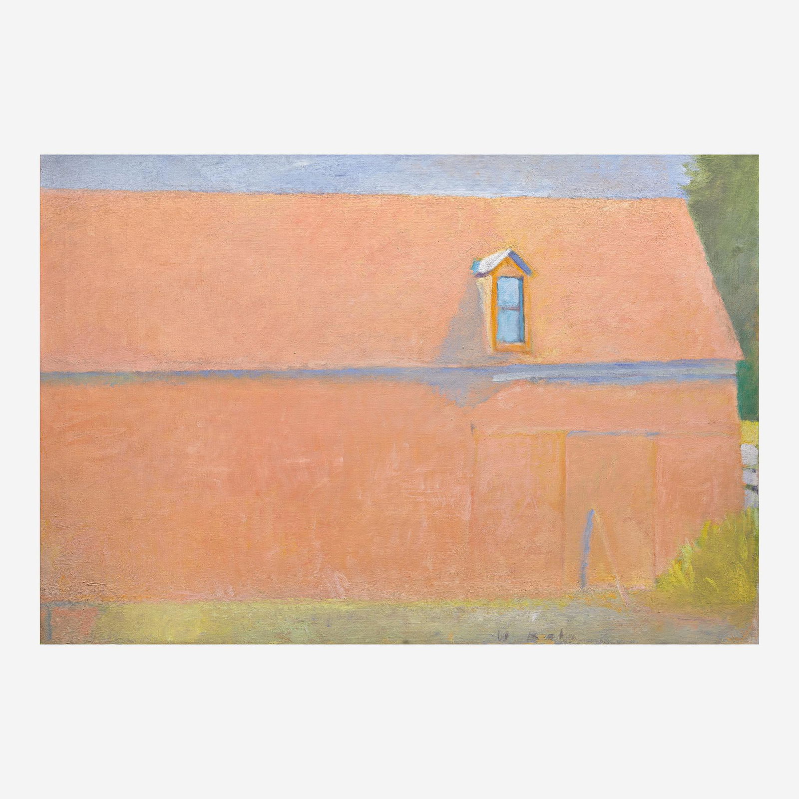 Wolf Kahn (American/German, 1927–2020) Untitled (Barn): Wolf Kahn (American/German, 1927–2020) Untitled (Barn) Signed 'W Kahn' bottom center right; also numbered and dated '49/1983' verso, oil on canvas36 x 52 in. (91.4 x 132.1cm) Provenance Parchma