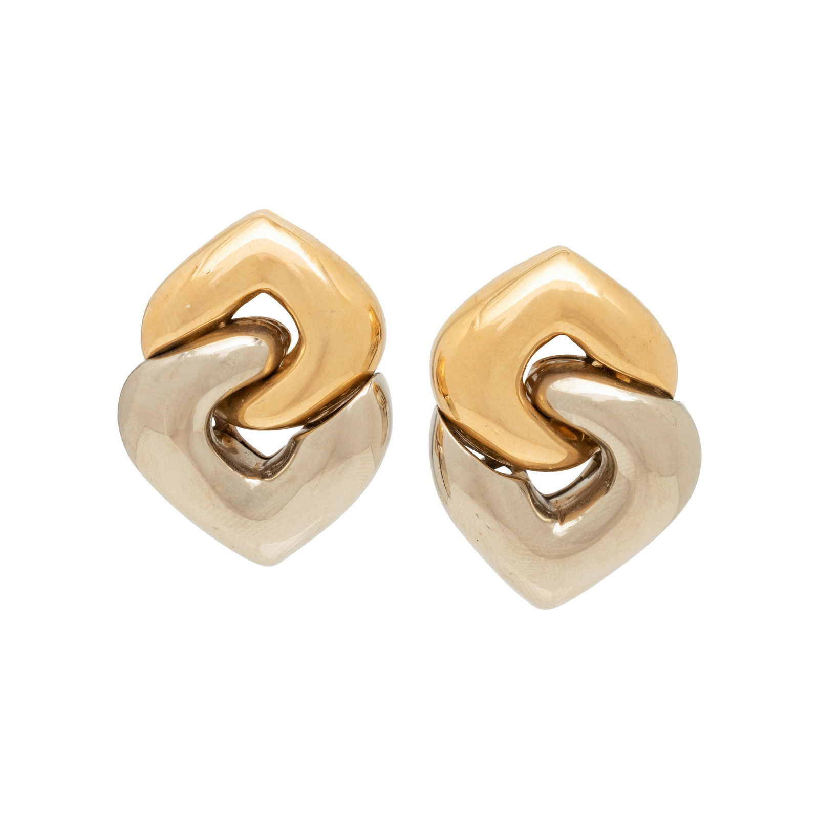 BVLGARI, BICOLOR GOLD 'DOPPIO CUORE' EARCLIPS (1 of 2)