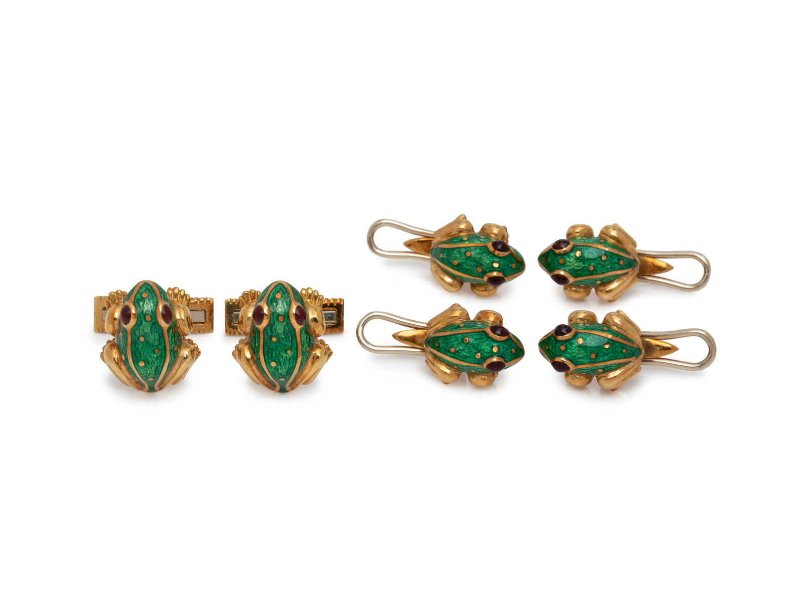 DAVID WEBB, YELLOW GOLD AND ENAMEL FROG DRESS SET (1 of 2)