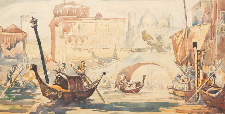 William C. Grauer, (American, b. 1896), Water Wat: William C. Grauer (American, b. 1896) Water Water Everywhere, 1929 watercolor signed W. C. Grauer (lower right) 13 1/4 x 25 1/4 inches. Provenance: William Truthan, Cleveland,