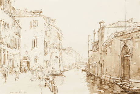 Herman Armour Webster, (American, 1878-1970), Rio: Herman Armour Webster (American, 1878-1970) Rio della Senza, 1930 ink on paper signed H. A. Webster and dated (lower left) 9 1/2 x 13 1/2 inches. Provenance: C. J. Goodfriend,