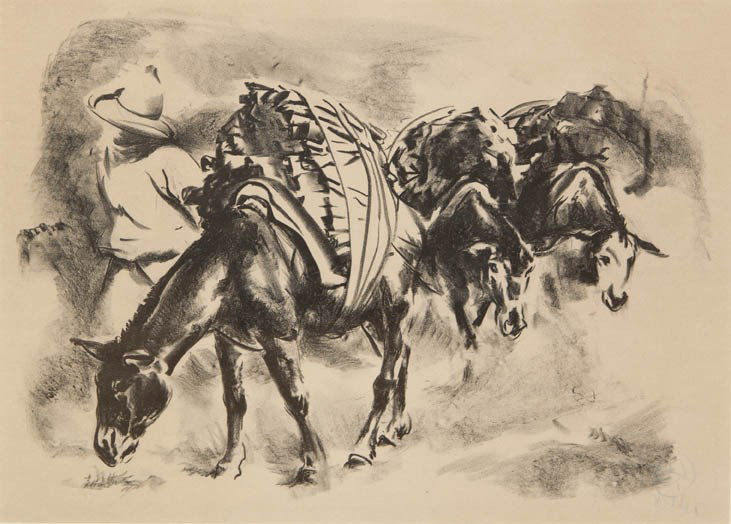 Henry George Keller, (American, 1870-1949), Mexic: Henry George Keller (American, 1870-1949) Mexican Wood Merchant, 1938 lithograph, Cleveland Print Club ed. signed G. H. Keller (lower right) 11 x 15 inches.