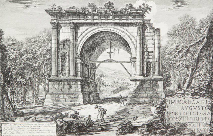 Giovanni Battista Piranesi, (Italian, 1720-1778),: Giovanni Battista Piranesi (Italian, 1720-1778) Veduta dell'Arco later reprint 16 1/2 x 22 inches.
