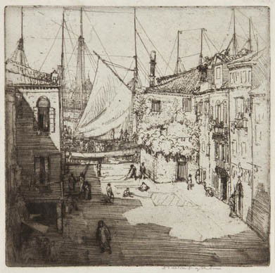 D.S. MacLaughlan, , Sail Yard, Venice: D.S. MacLaughlan Sail Yard, Venice etching signed D. S. MacLaughlan (lower left) 5 1/2 x 5 1/2 inches. Provenance: Korner and Wood Company, Cleveland, Ohio