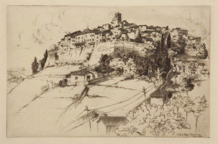 John Taylor Arms, (American, 1887-1953), St. Paul: John Taylor Arms (American, 1887-1953) St. Paul, Alpes Maritimes, 1927 etching signed John Taylor Arms and dated (lower right) 7 1/2x 11 1/2 inches.