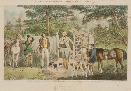 Henry Alken, (British, 1785-1851), Going Out: Henry Alken (British, 1785-1851) Going Out color engraving 5 1/2 x 7 1/2 inches.