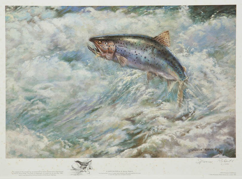 Spencer Roberts, (b. 1920), A Game Salmon: Spencer Roberts (b. 1920) A Game Salmon chromolithograph edition 2 /500, signed (lower right) 14 x 21 inches.