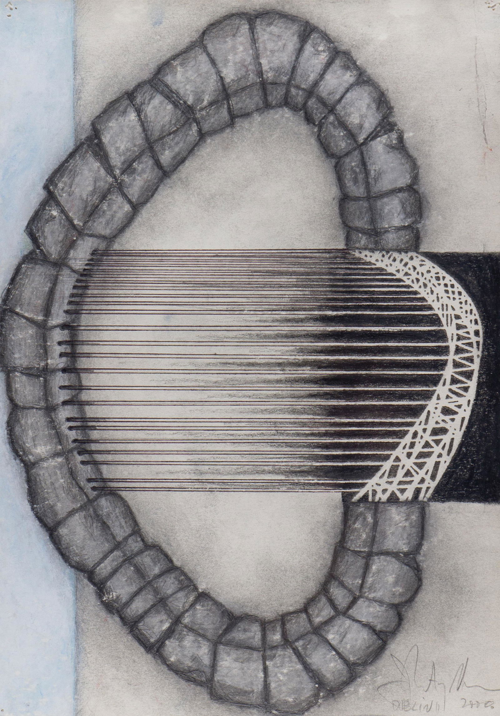 John Newman (American, b. 1952) Untitled (Dublin), 2000: John Newman (American, b. 1952) Untitled (Dublin), 2000 colored pencil, chalk and ink on paper signed J Newman and dated (lower right) 12 x 8 1/4 inches.