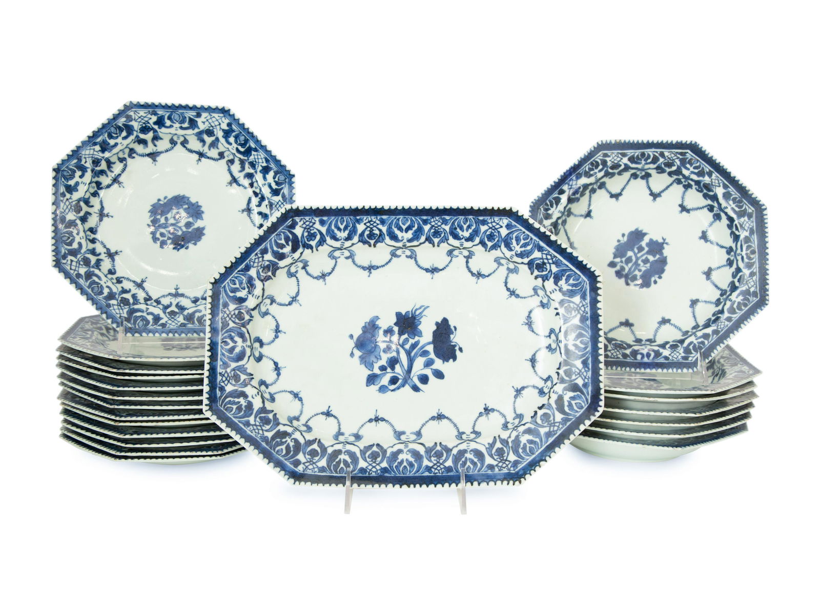 A Chinese Export Blue and White Porcelain Partial Dinner Service (1 of 2)