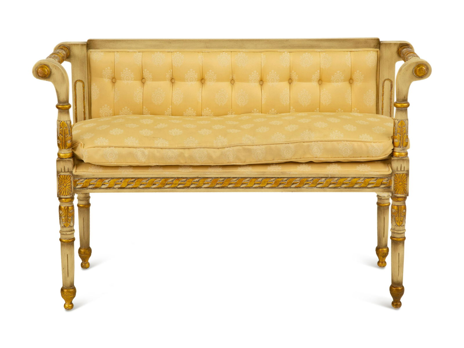 An Italian Style Louis XVI Style Painted and Parcel Gilt Settee (1 of 5)