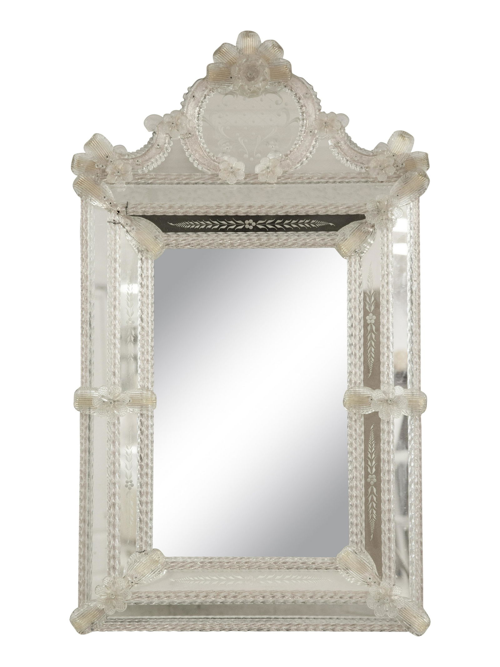 A Venetian Etched Murano Glass Framed Mirror (1 of 3)