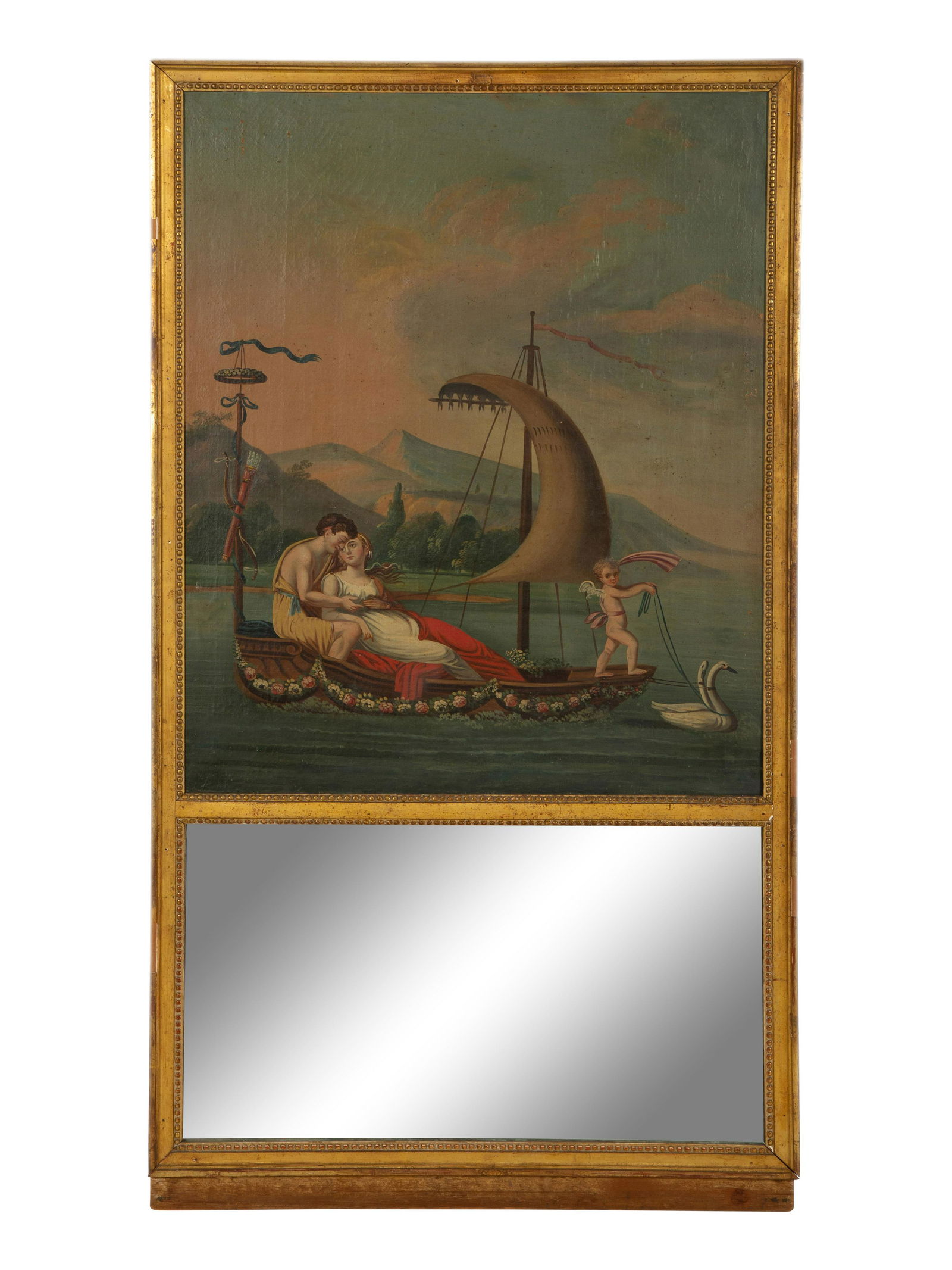 A Neoclassical Gilt Framed Trumeau Mirror   (1 of 3)