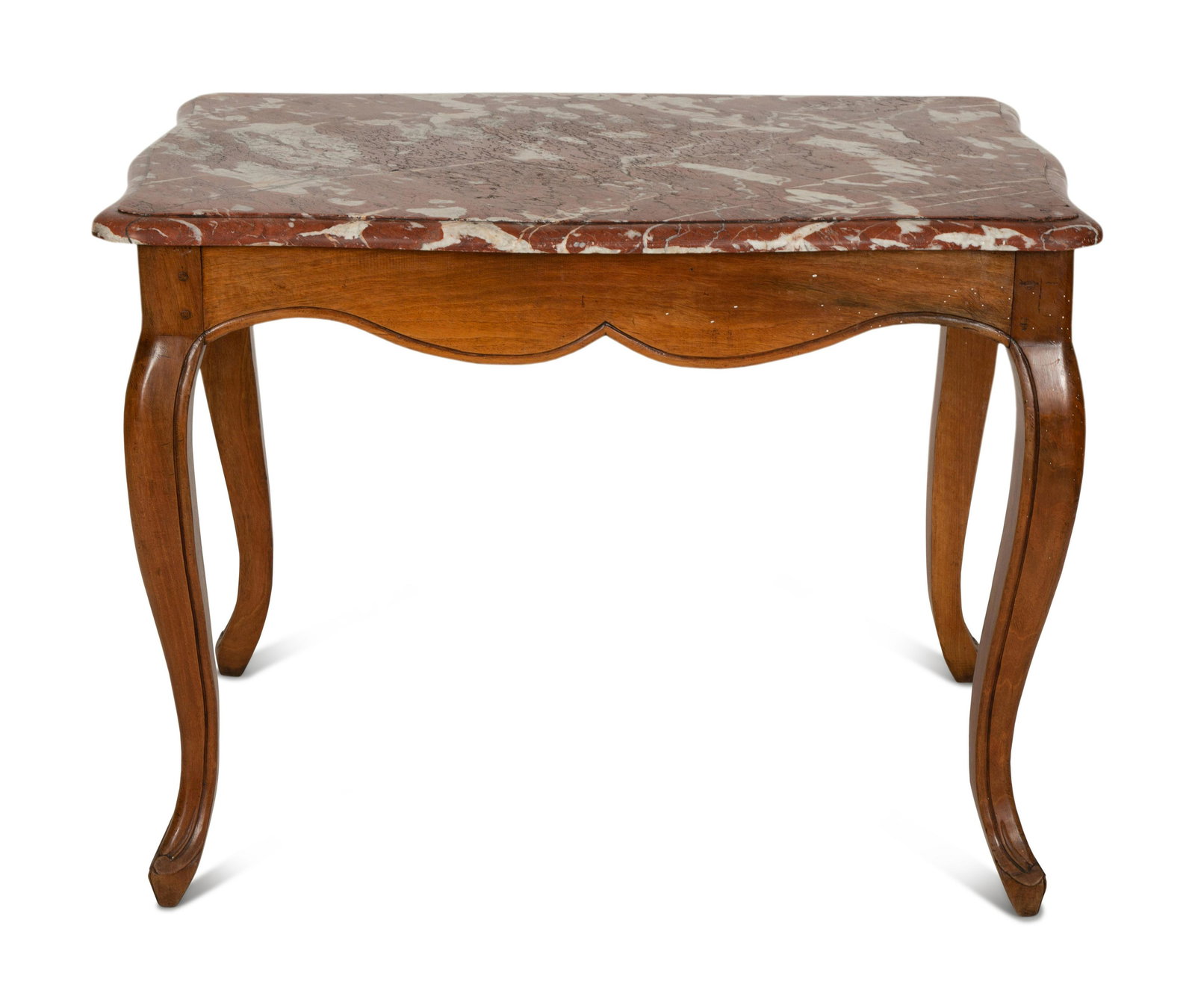 A French Provincial Louis XV Style Fruitwood Table with Rouge Marble Top (1 of 3)