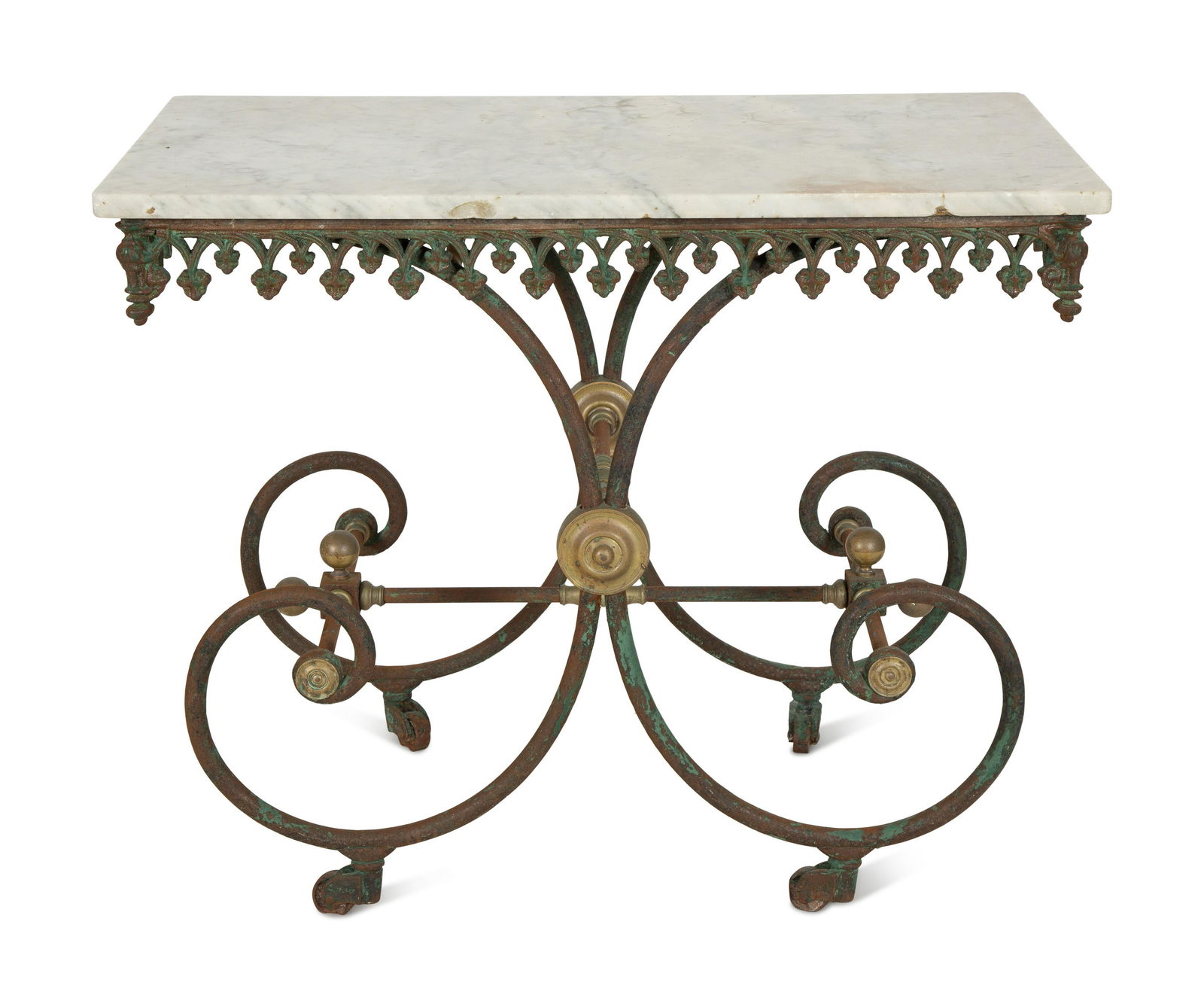 A French Patinated Iron and Marble Pastry Table (1 of 4)