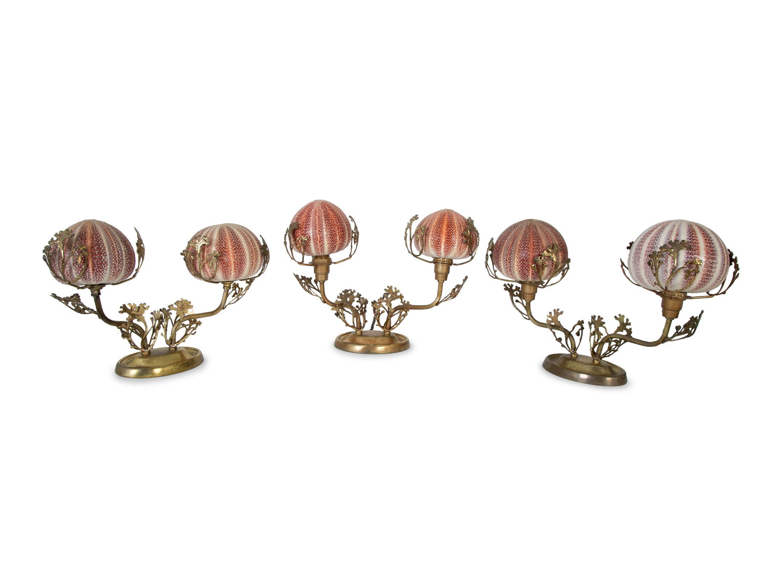 Three French Gilt Metal Sconces with Sea Urchin Globes (1 of 3)