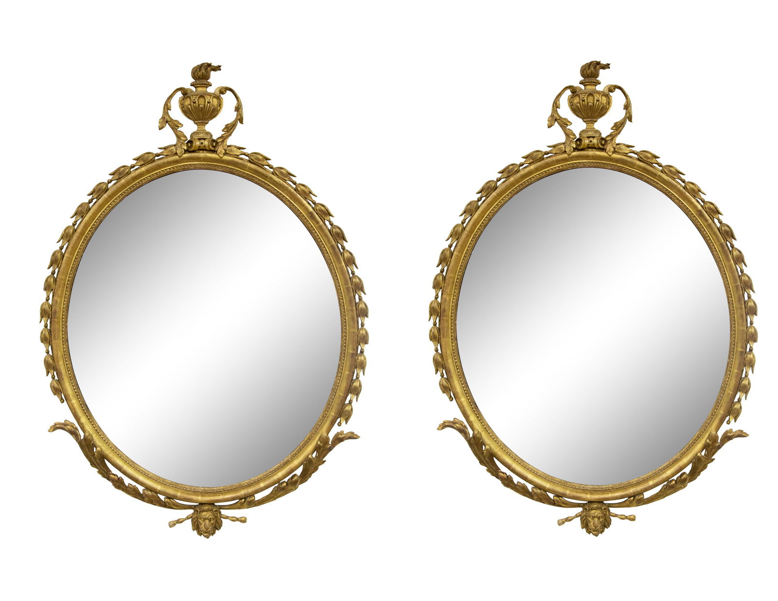 A Pair of George II Style Oval Giltwood Mirrors   (1 of 4)