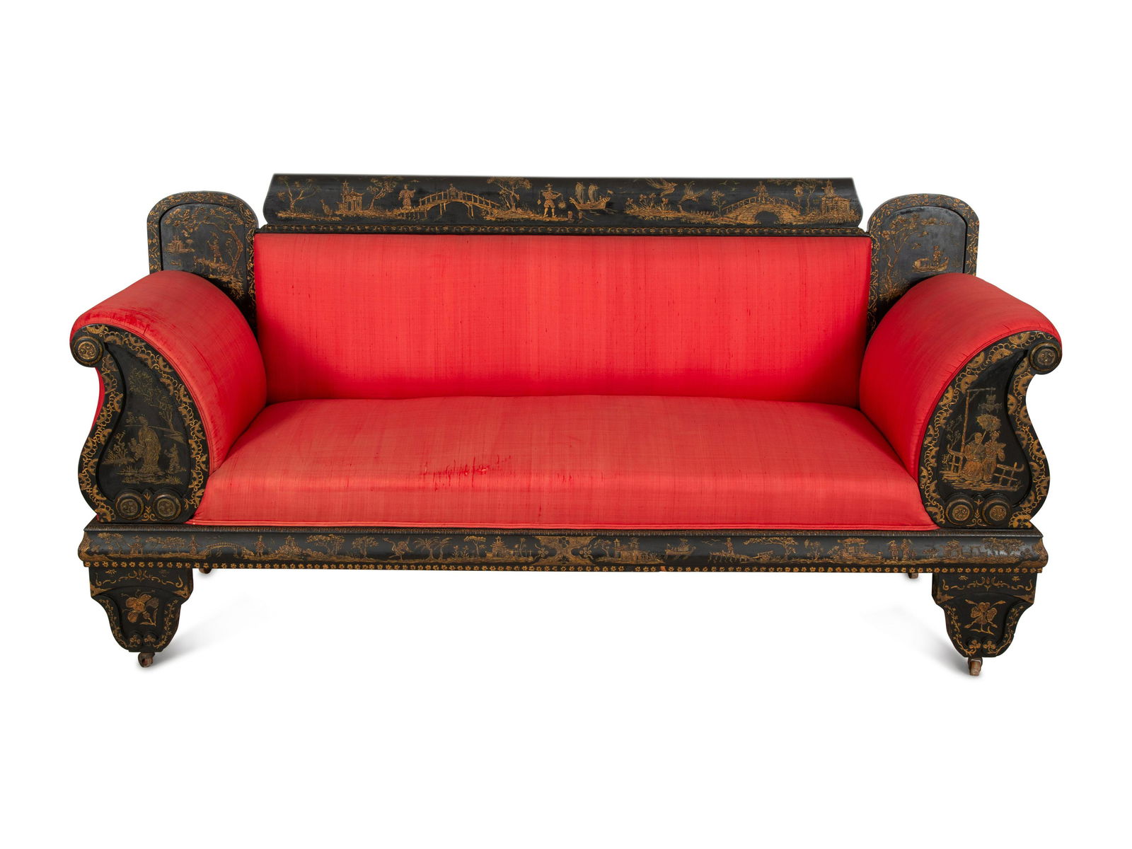 An American Victorian Black and Gilt Chinoiserie Settee (1 of 5)
