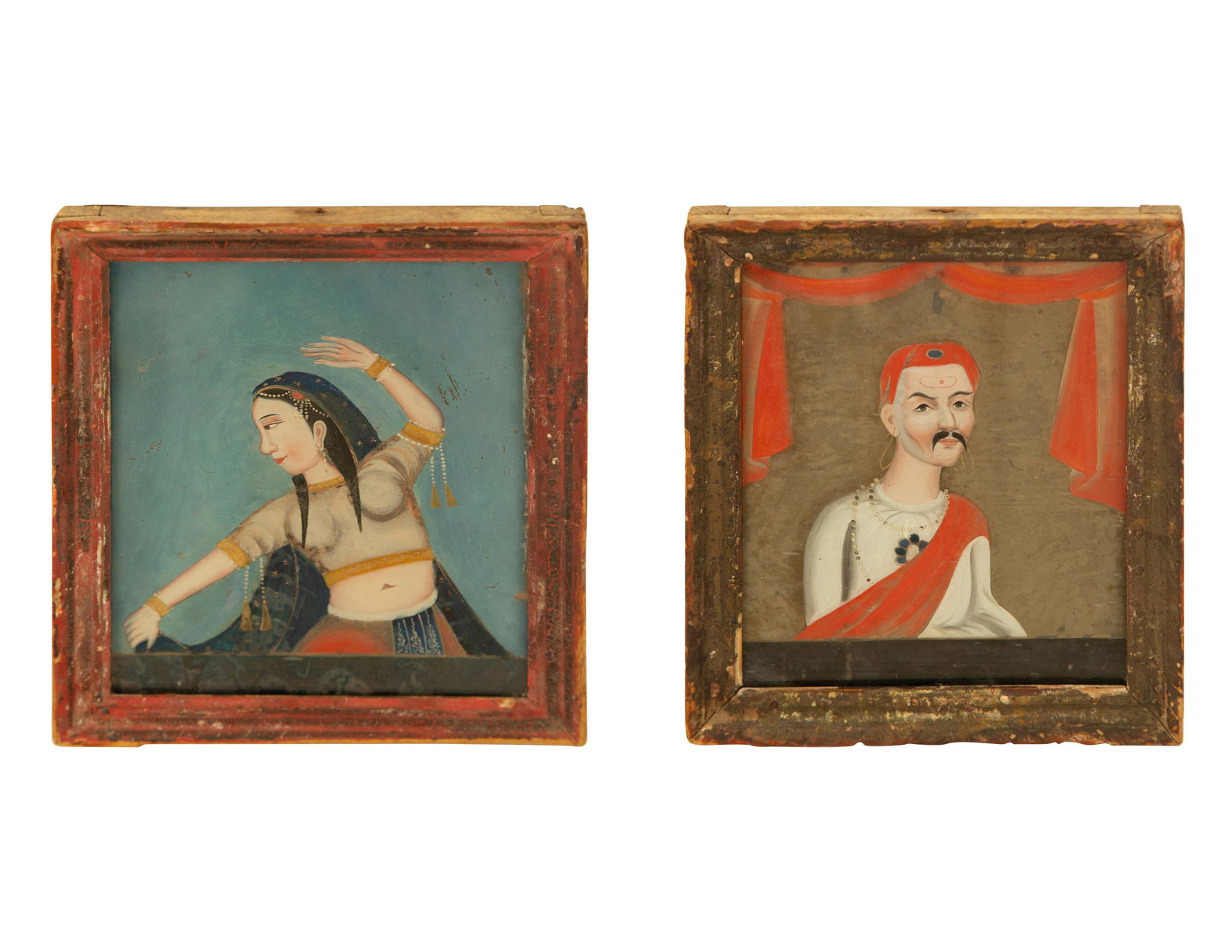 A Pair of Indian Reverse Paintings on Glass (1 of 9)