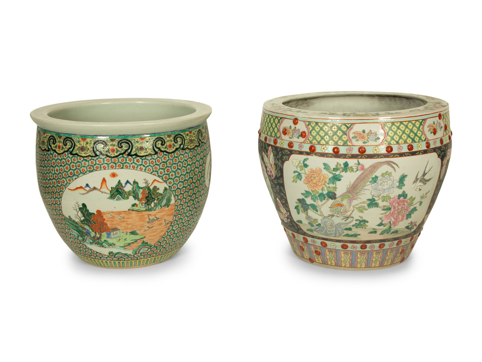 Two Chinese Export Famille Rose Porcelain Fishbowls   (1 of 4)