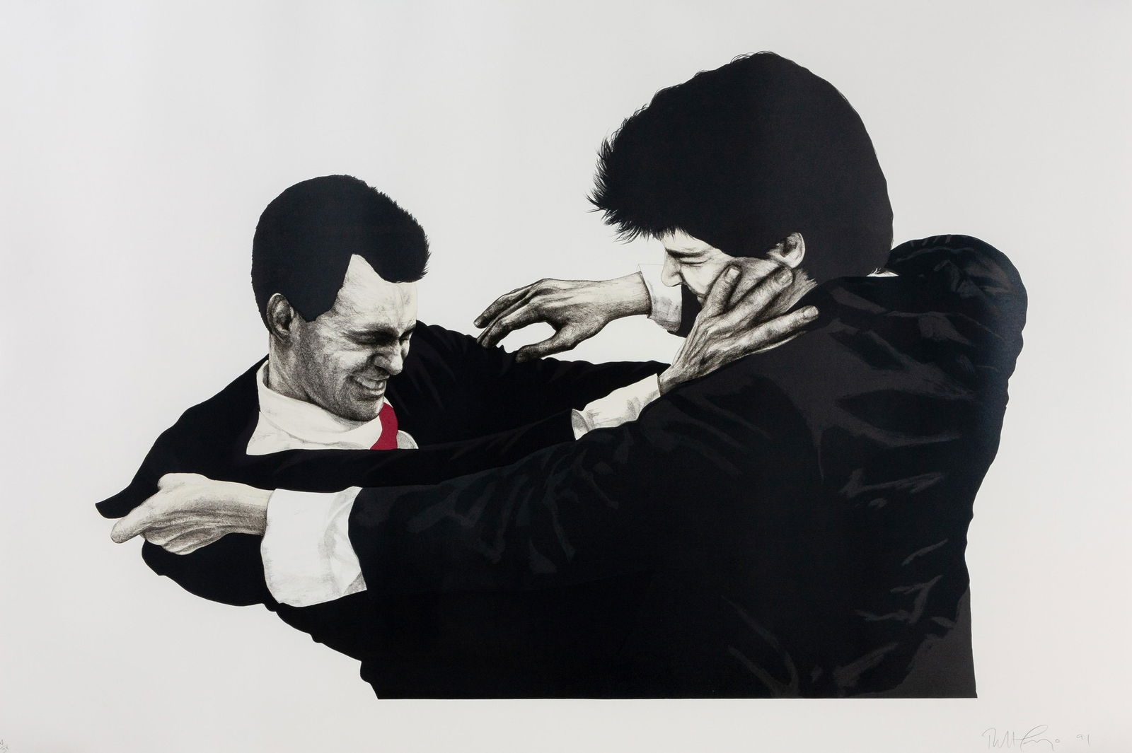 Robert Longo (American, b. 1969) Frank and Glen, 1991: Robert Longo (American, b. 1969) Frank and Glen, 1991 lithograph signed, dated, and numbered 4/38 in pencil 32 x 45 inches. This lot is located in Chicago.Property from the Collection of James and Edy