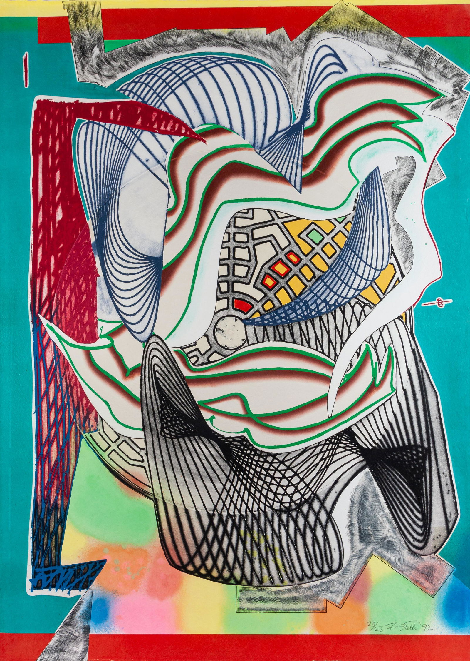 Frank Stella (American, b. 1936) The Funeral (Dome) (from the ‘Moby Dick (Domes)’: Frank Stella (American, b. 1936) The Funeral (Dome) (from the ‘Moby Dick (Domes)’ series), 1992 color relief printed etching, aquatint, and engraving on shaped TGL handmade paper signed, d