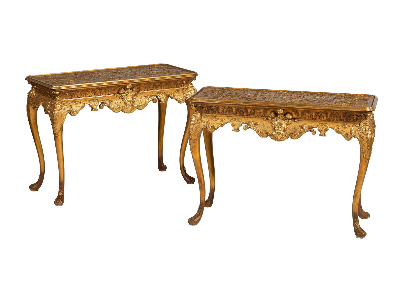 A Pair of Louis XV Style Giltwood Console Tables (1 of 6)