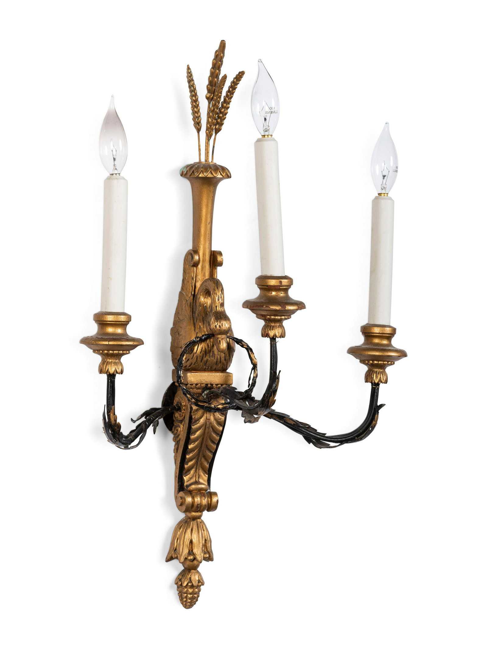 Six Painted Wood and Metal Swan Form Sconces: Six Painted Wood and Metal Swan Form Sconces 20th Century electrified,Height 26 1/2 x width 15 3/4 x depth 9 3/4 inches. Property from a Prominent Kentucky Home and Family