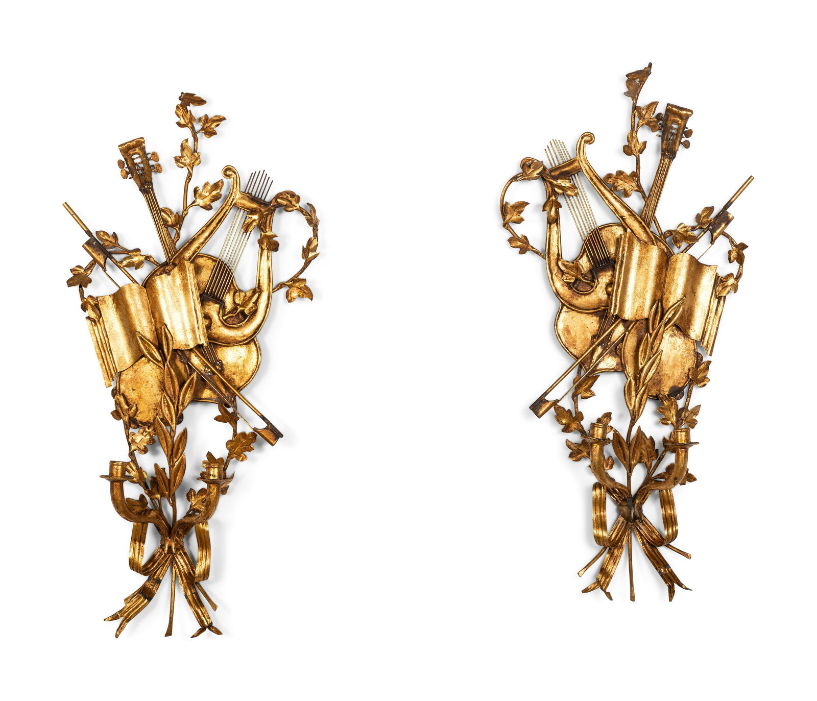 A Pair of Italian Baroque Style Metal Two Light Wall Sconces (1 of 2)